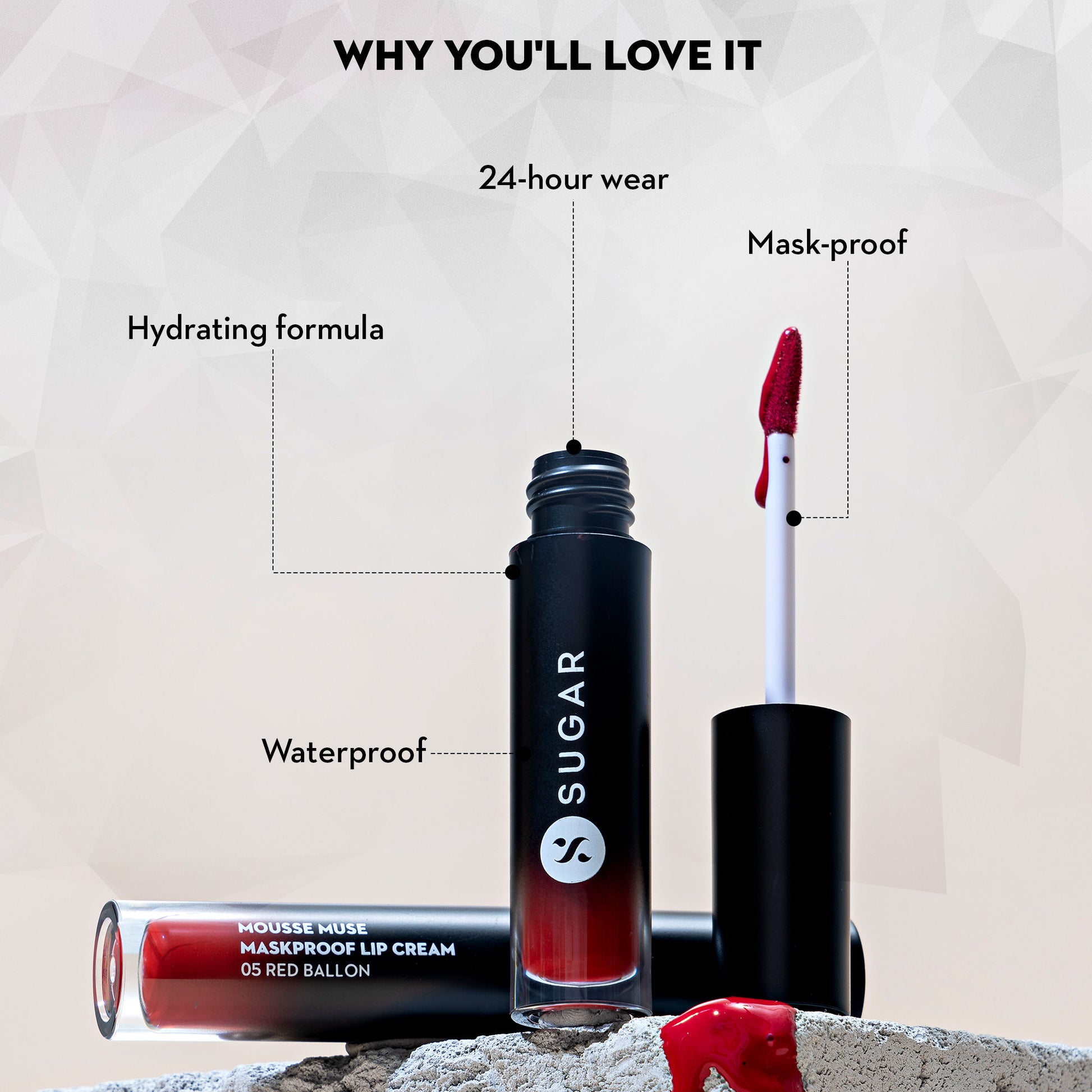 SUGAR Mousse Muse Maskproof Lip Cream - 06 Harmony In Red