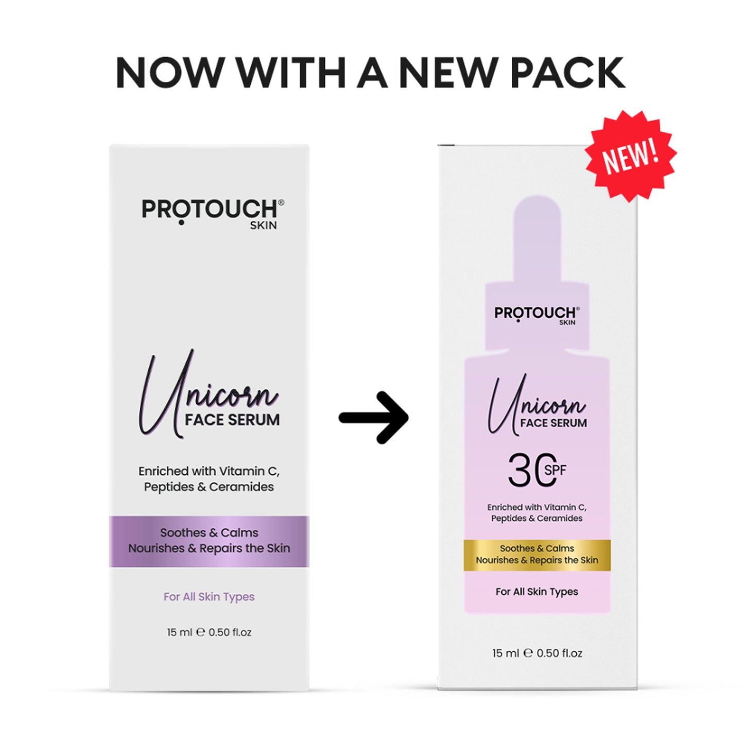 PROTOUCH Unicorn Face Serum with Vit C & Niacianmide & Ceramides, Repairs, Hydrates & Brightens Skin
