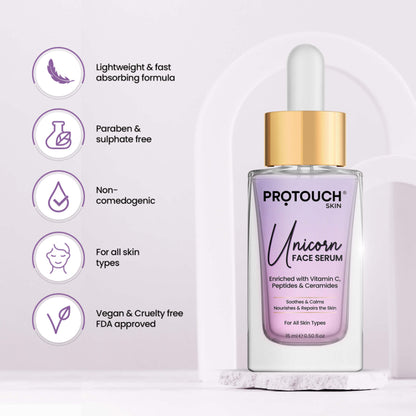 PROTOUCH Unicorn Face Serum with Vit C & Niacianmide & Ceramides, Repairs, Hydrates & Brightens Skin