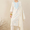 Indyancart IE Women Floral Embroidered Cotton Kurta with Trousers & Dupatta