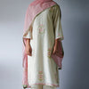 Women's Birch Cream Woven Kurta Suit Set With Hand Work Detailing