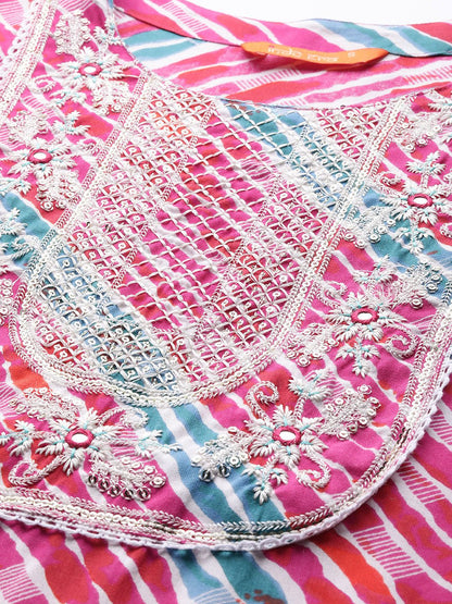 Dhiyona IE Women Leheriya Printed Thread Work Kurta