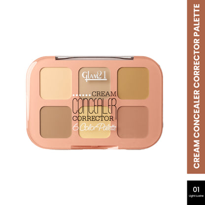 GLAM21 6 Shades Coverage Concealer Palette - Light Lustre - 01