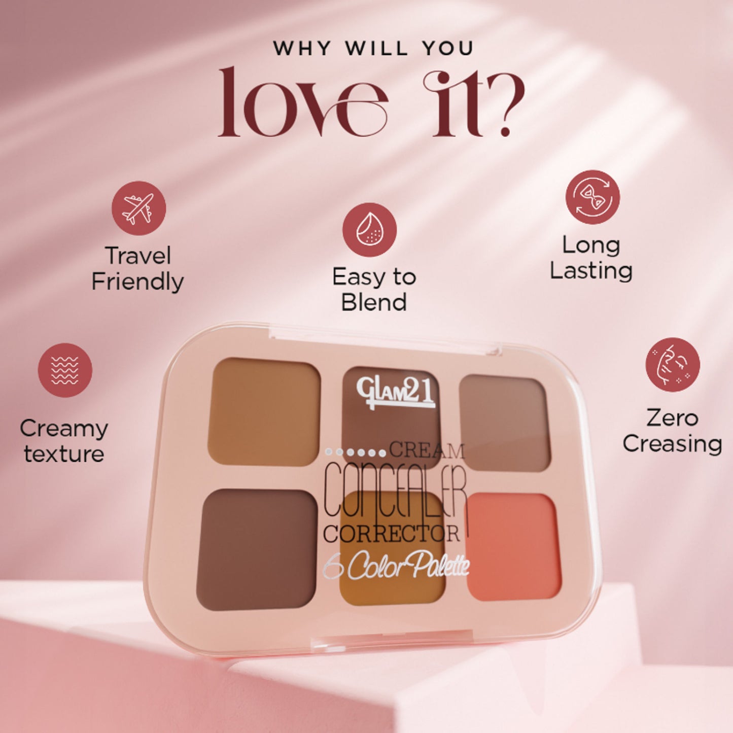 GLAM21 6 Shades Coverage Concealer Palette - Light Lustre - 01