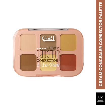 GLAM21 6 Shades Coverage Concealer Palette - Medium Madness- 02