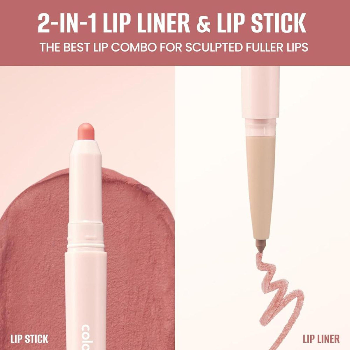 COLORGRAM All In One Over-Lip Maker in Cool Rose shade, showcasing the lip product with a smooth, vibrant finish.