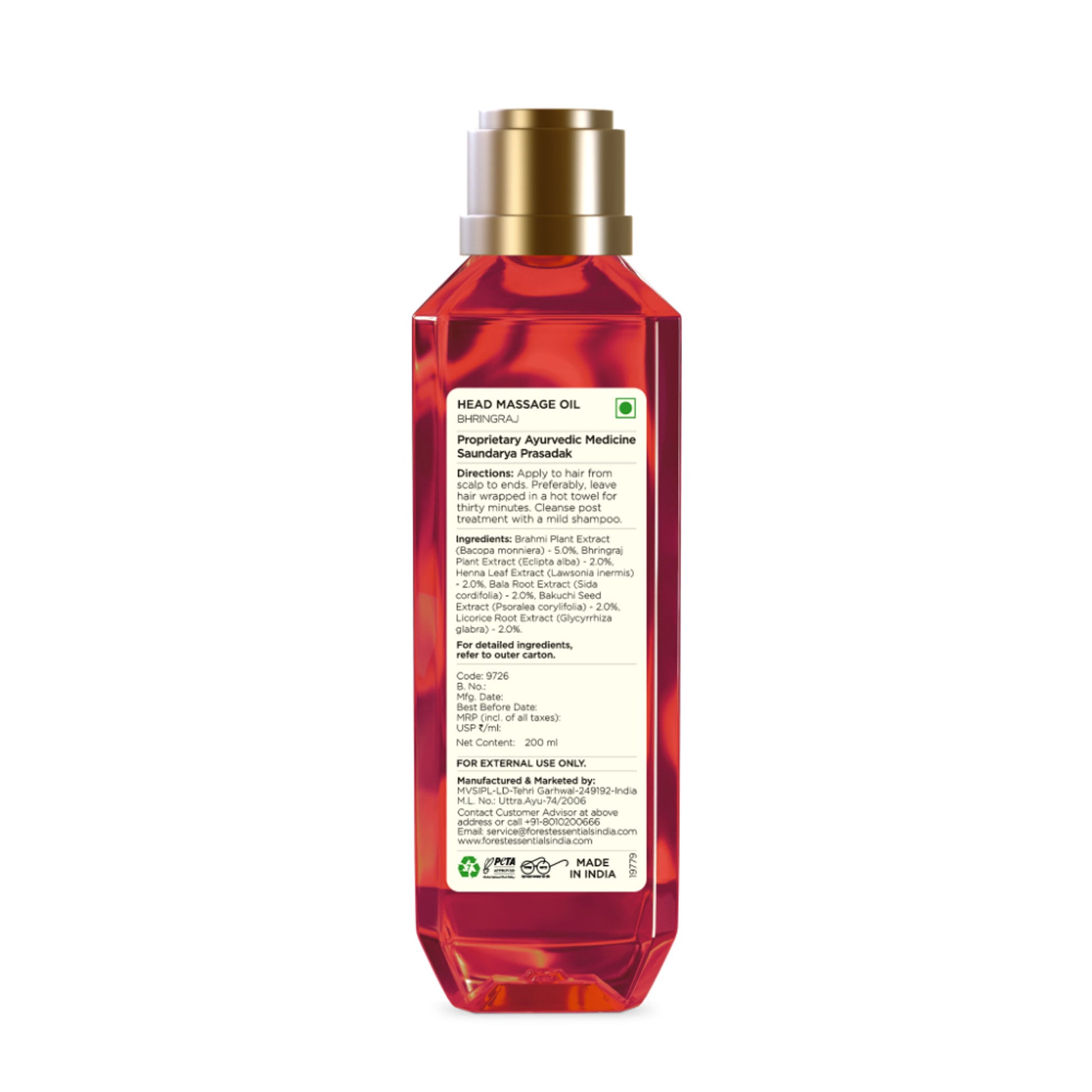 Forest Essentials Ayurvedic Bhringraj Herb Enriched Head Massage Hair Oil
