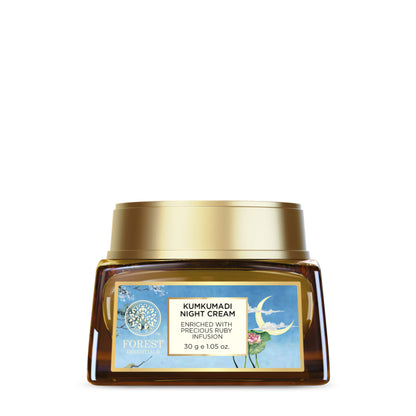 Forest Essentials Kumkumadi Night Cream with Vitamin C and Kumkumadi Tailam for glowing night skincare.