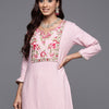 Indyancart IE Women Floral Embroidered Thread Work Dobby Kurta