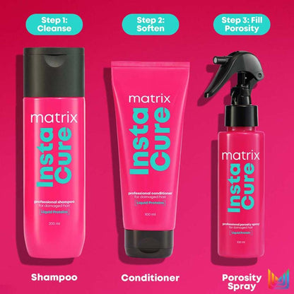 Matrix InstaCure Liquid Protein Shampoo for Damaged Hair, Reduce Split Ends, Breakage, Paraben Free