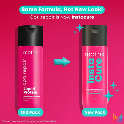 Matrix InstaCure Liquid Protein Shampoo for Damaged Hair, Reduce Split Ends, Breakage, Paraben Free