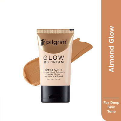 Pilgrim Glow BB Cream with SPF 50PA++++ Instant Spot Coverage Matte Finish For Oil Dry All Skin Type - Almond Glow