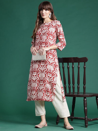 Indyancart IE Floral Printed Kurta