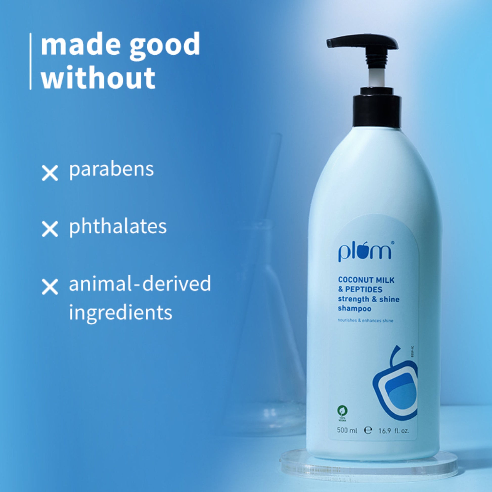 Plum Peptides Shampoo with Coconut Milk for Dry & Rough Hair 22x softer hair in 1 wash