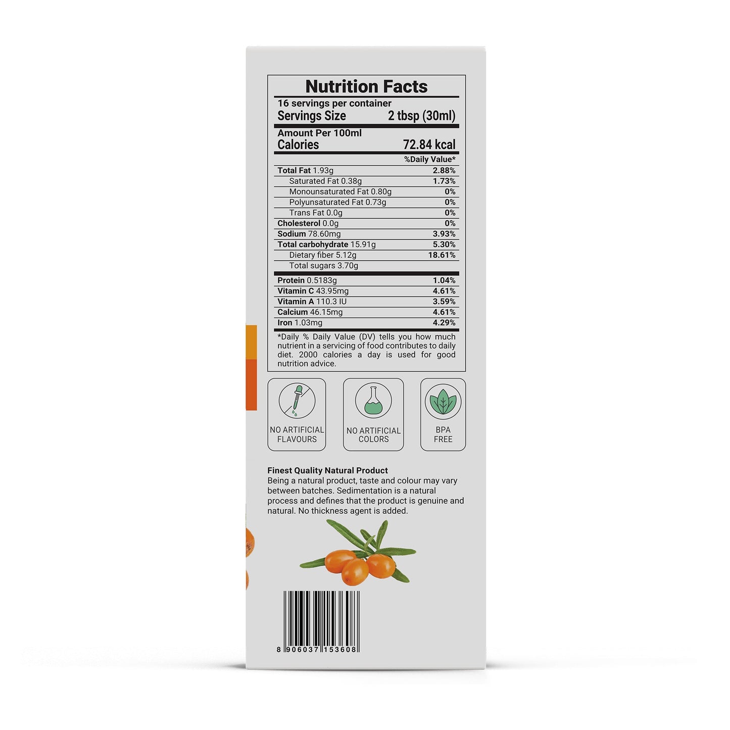 Krishna's Herbal & Ayurveda Sea Buckthorn Juice bottle from Ayurvedic drinks lineup, showing the label and orange liquid inside.