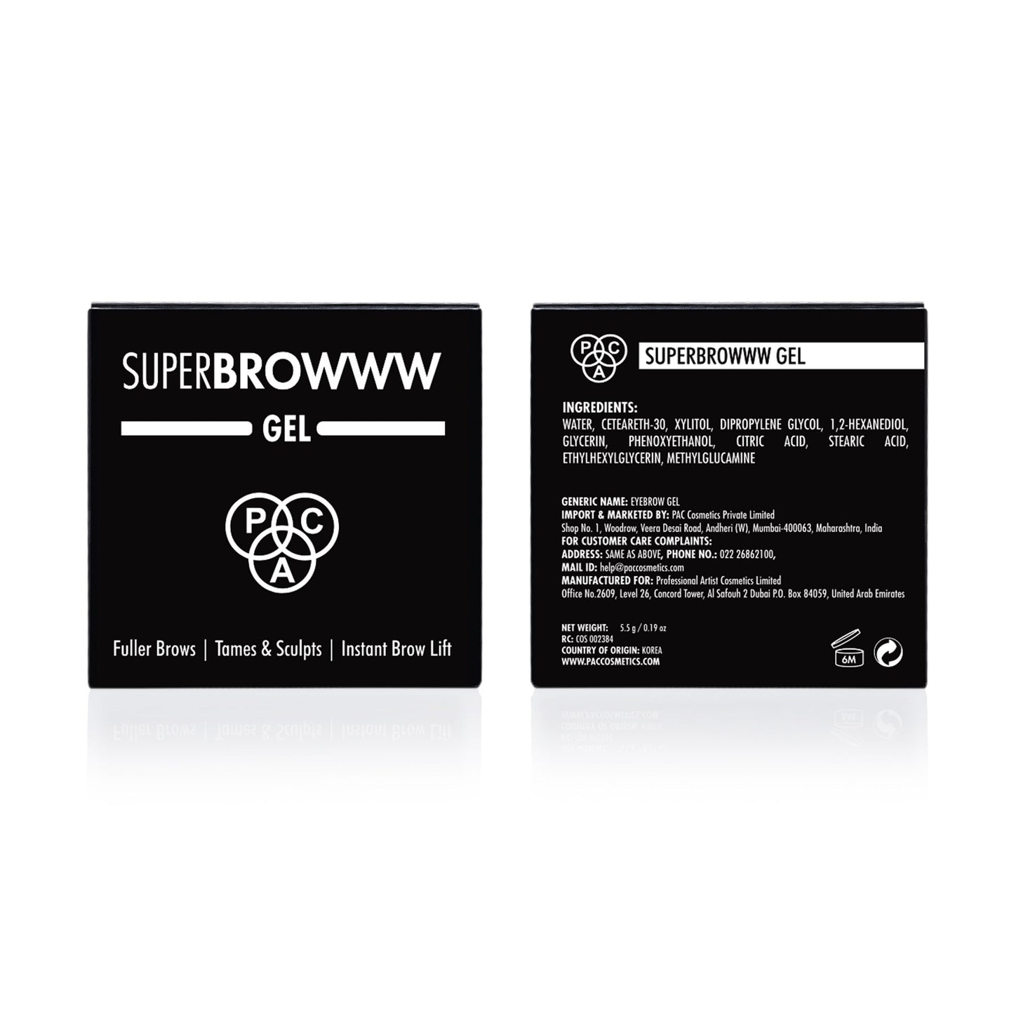 PAC Superbrowww Gel - Tames Brows Non crusty Non-flaky Non-sticky Colorless Gel Formula