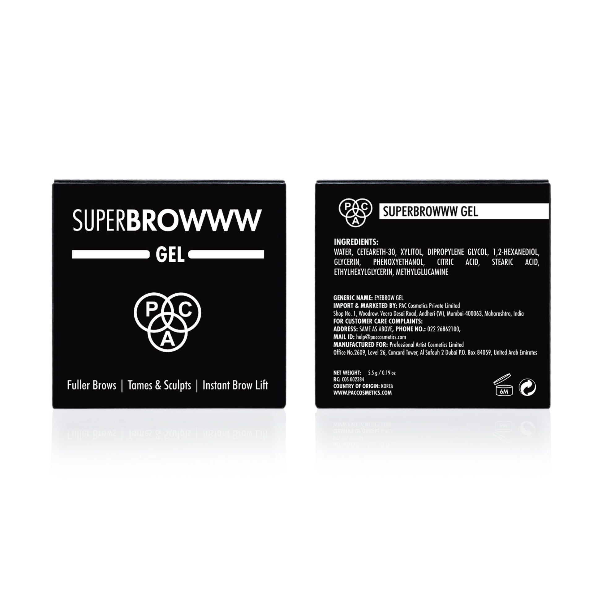 PAC Superbrowww Gel - Tames Brows Non crusty Non-flaky Non-sticky Colorless Gel Formula