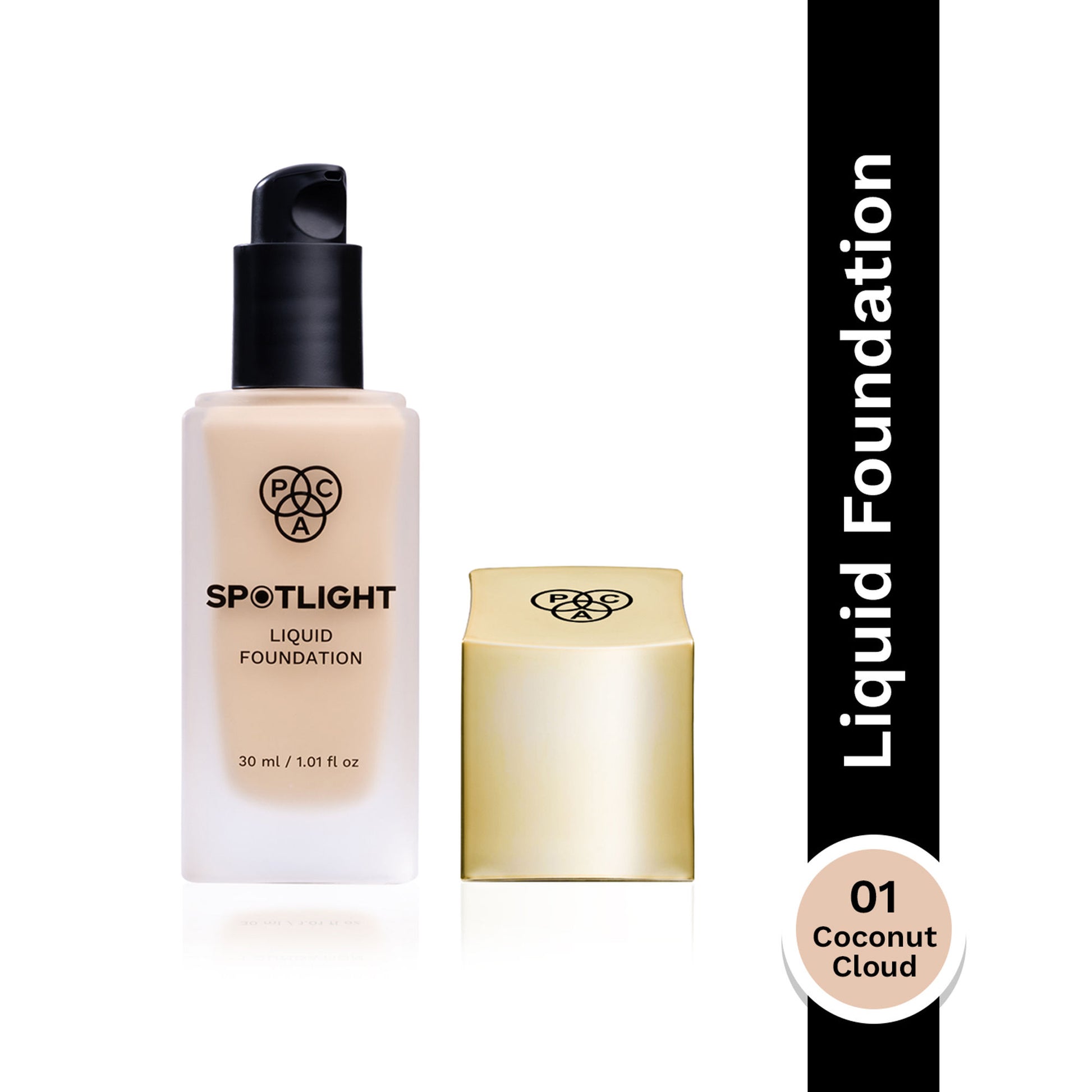 PAC Spotlight Liquid Foundation - Full Coverage Longlasting Waterproof Formula - 01 Coconut Cloud