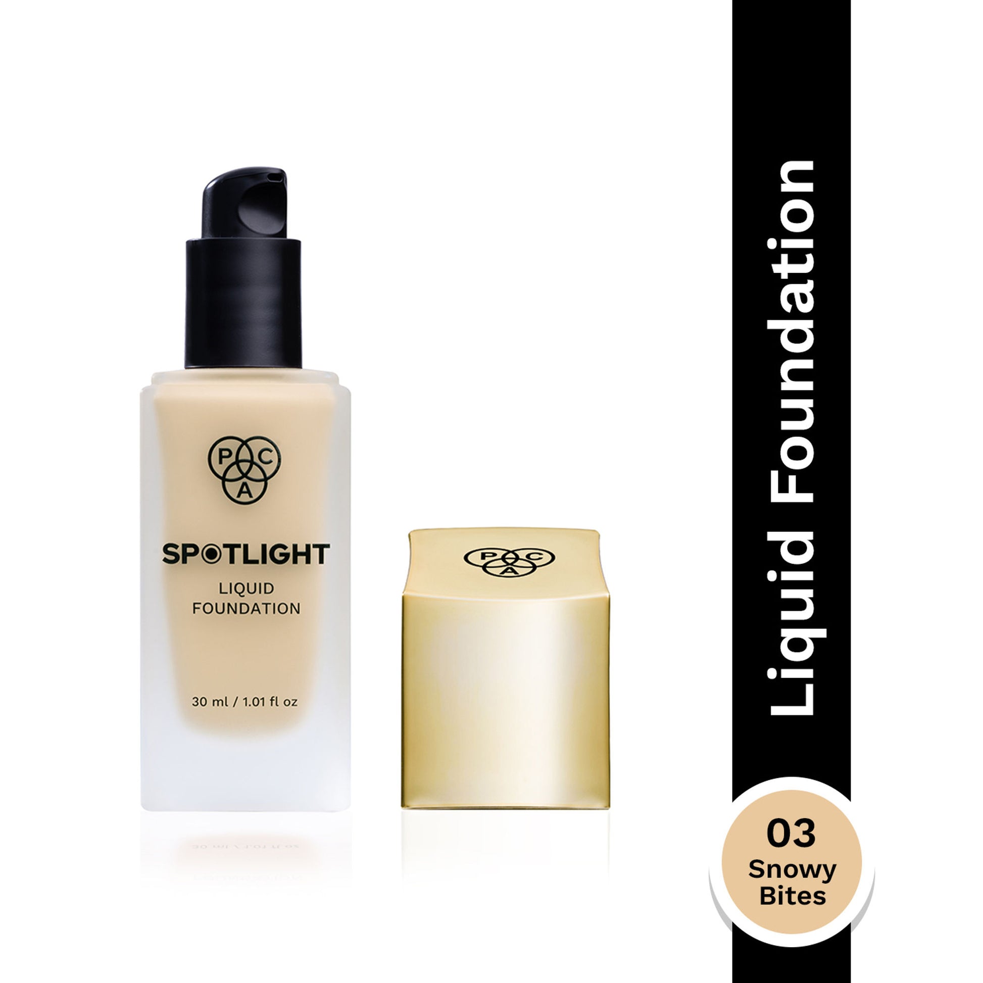 PAC Spotlight Liquid Foundation - Full Coverage Longlasting Waterproof Formula - 03 Snowy Bites