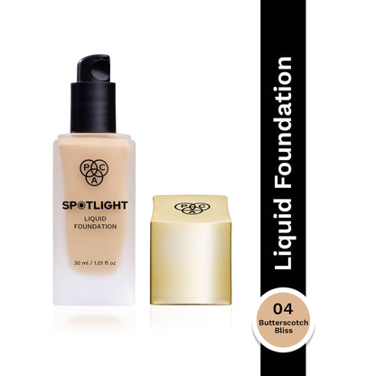 PAC Spotlight Liquid Foundation - Full Coverage Longlasting Waterproof Formula - 04 Butterscotch Bliss