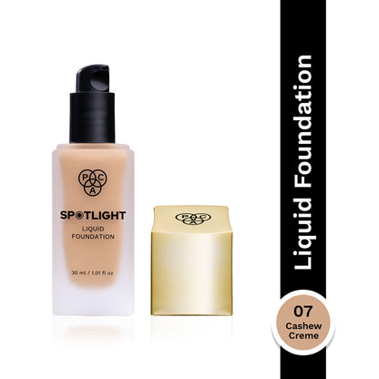 PAC Spotlight Liquid Foundation - Full Coverage Longlasting Waterproof Formula - 07 Cashew Creme
