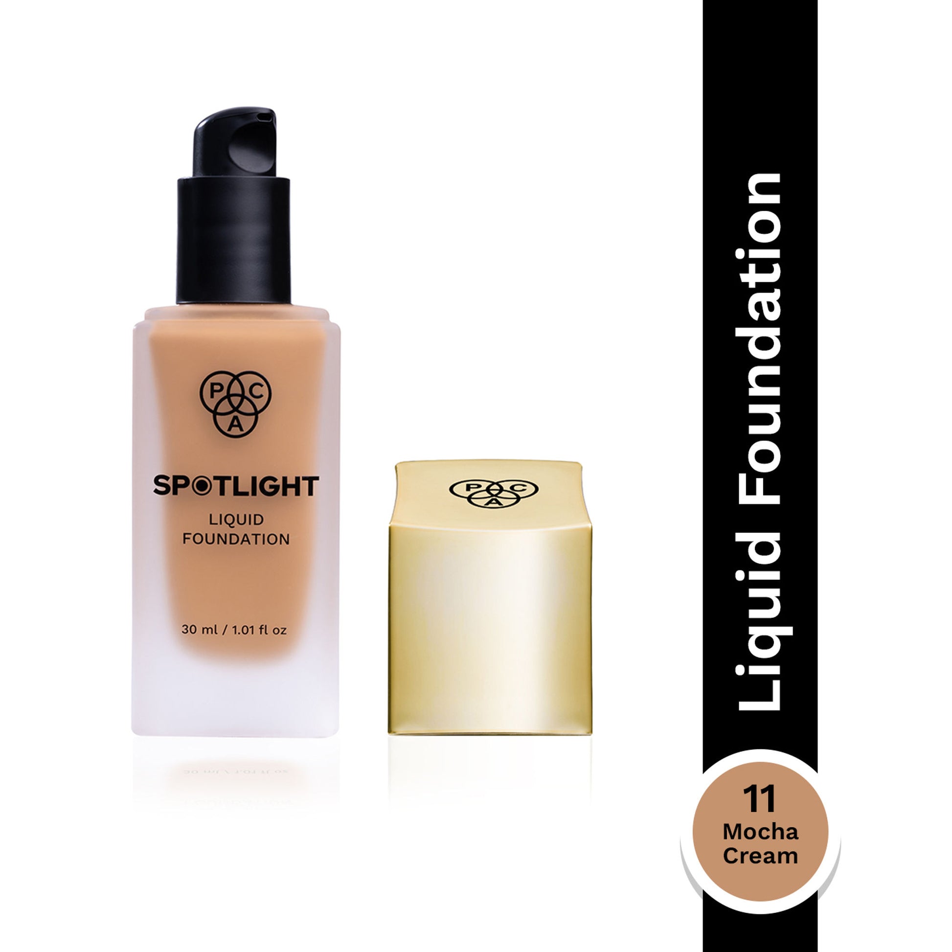 PAC Spotlight Liquid Foundation - Full Coverage Longlasting Waterproof Formula - 11 Mocha Cream