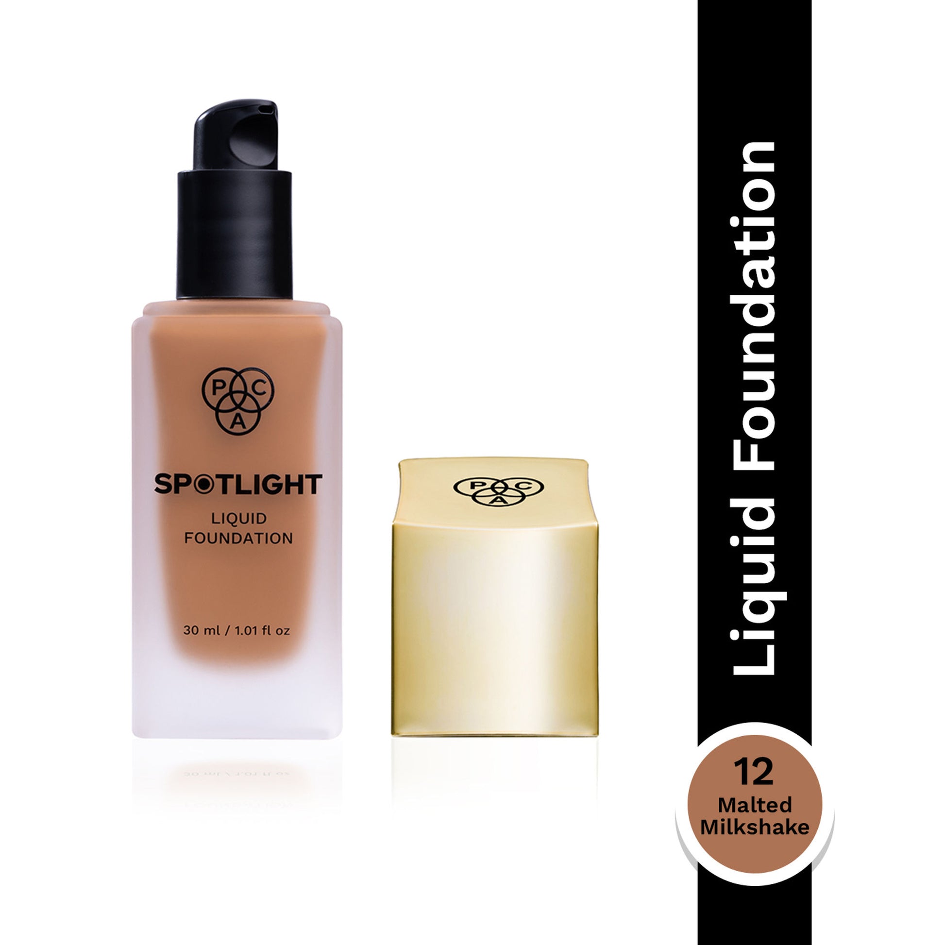 PAC Spotlight Liquid Foundation - Full Coverage Longlasting Waterproof Formula - 12 Malted Milkshake