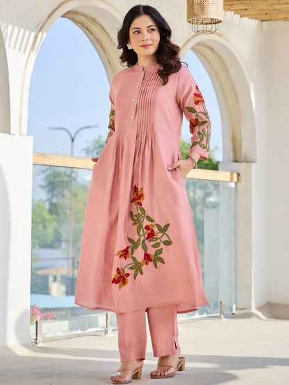 Dhiyona IE Embroidered Pure Cotton Tunic With Trousers Co-Ords