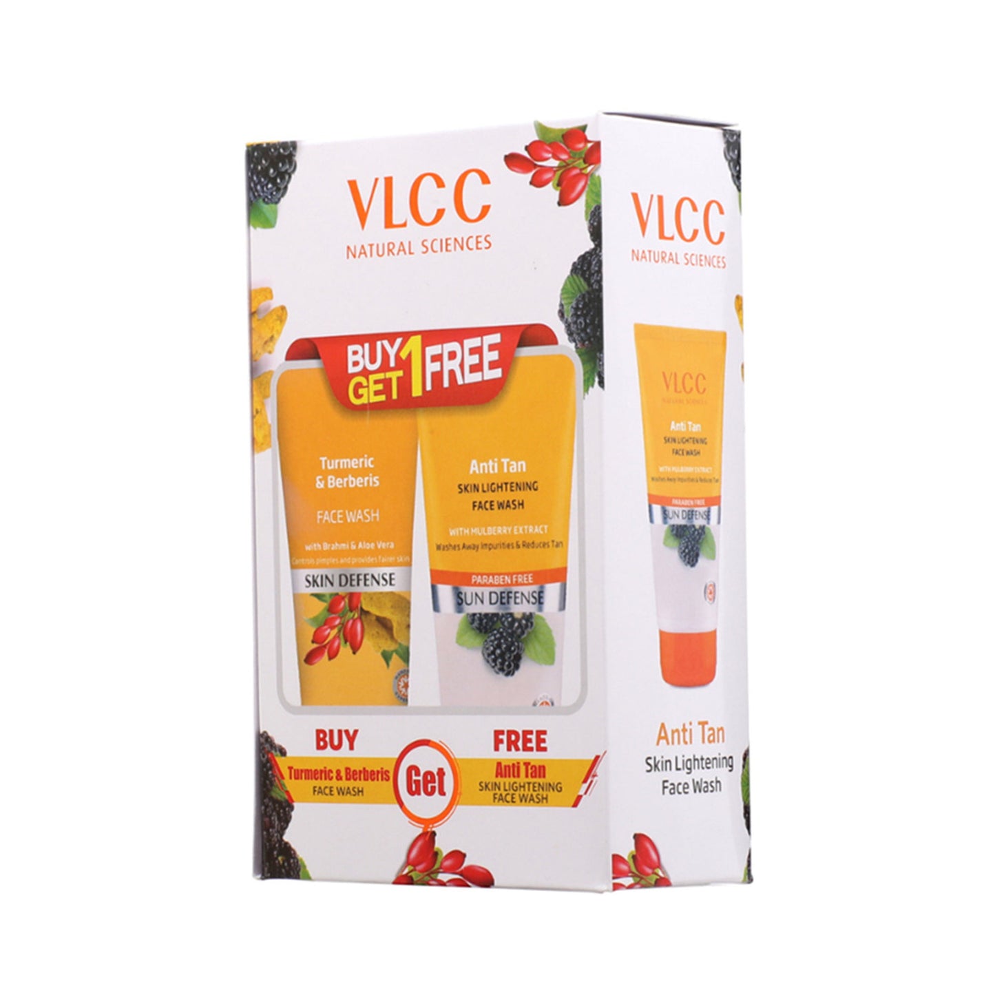 VLCC Turmeric Berberies Face Wash + Anti Tan Skin Lightening Face Wash - Buy One Get One Free