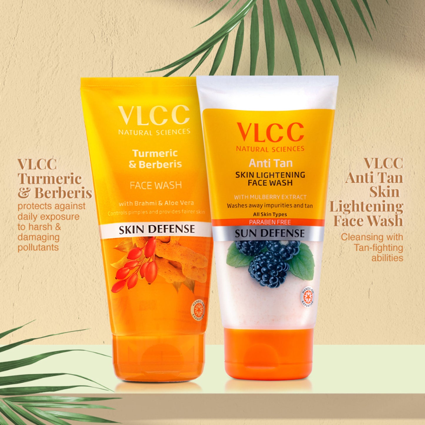 VLCC Turmeric Berberies Face Wash + Anti Tan Skin Lightening Face Wash - Buy One Get One Free