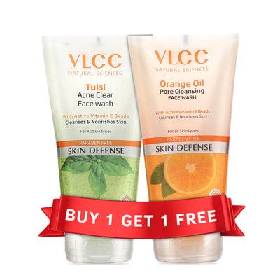 VLCC Tulsi Acne Clear Face Wash + Free Orange Oil Face Wash Buy1 Get1