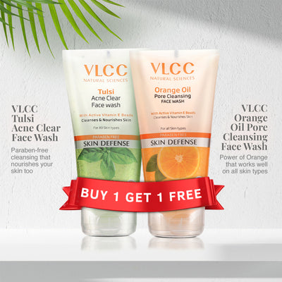 VLCC Tulsi Acne Clear Face Wash + Free Orange Oil Face Wash Buy1 Get1