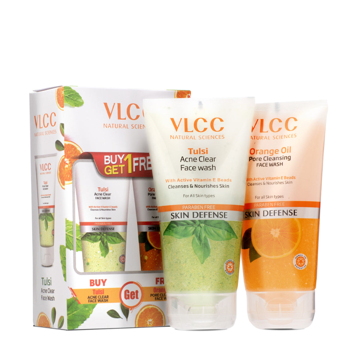 VLCC Tulsi Acne Clear Face Wash + Free Orange Oil Face Wash Buy1 Get1