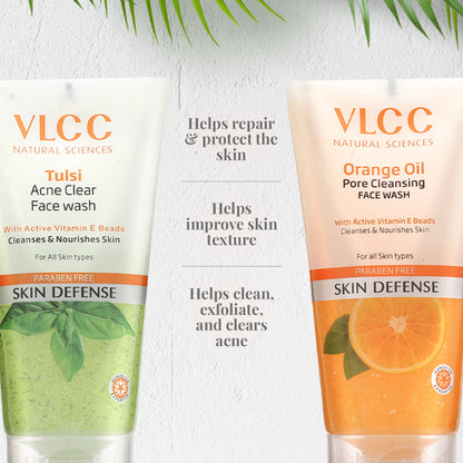 VLCC Tulsi Acne Clear Face Wash + Free Orange Oil Face Wash Buy1 Get1