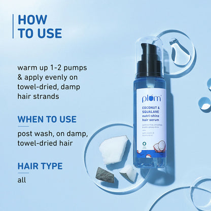 Plum Coconut & Squalane Nutri-Shine Hair Serum For Smooth- Shiny Hair