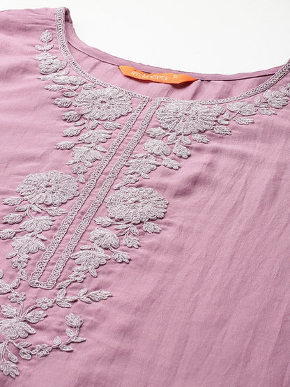 Indyancart IE Embroidered Zari Kurta with Trousers & With Dupatta