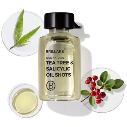 Brillare 5% Tea Tree Hair Oil Shots for Dandruff & Itchy Scalp, with 1% Salicylic Acid