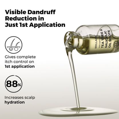Brillare 5% Tea Tree Hair Oil Shots for Dandruff & Itchy Scalp, with 1% Salicylic Acid