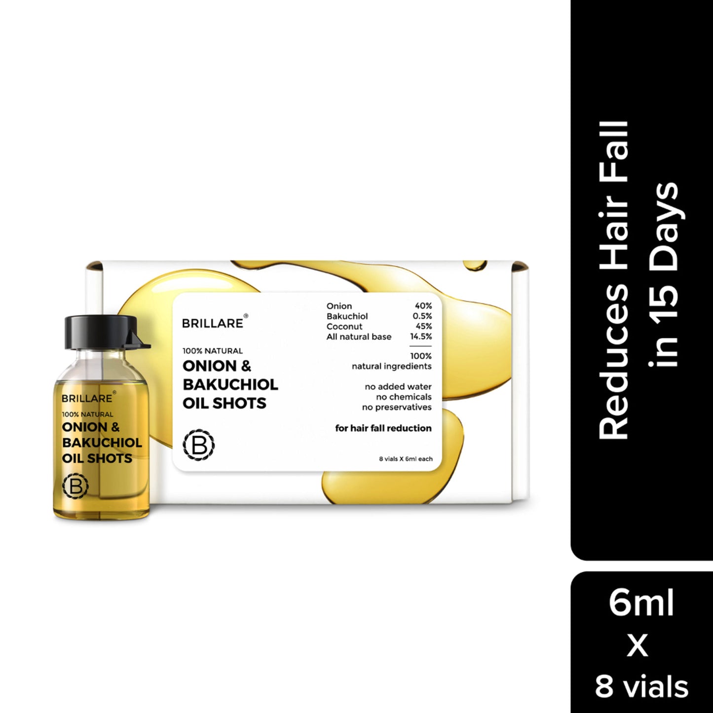 Brillare 40% Onion Oil shots for Hair Fall Reduction Visible Hair Fall Reduction in 15 Days