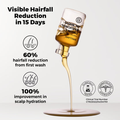 Brillare 40% Onion Oil shots for Hair Fall Reduction Visible Hair Fall Reduction in 15 Days