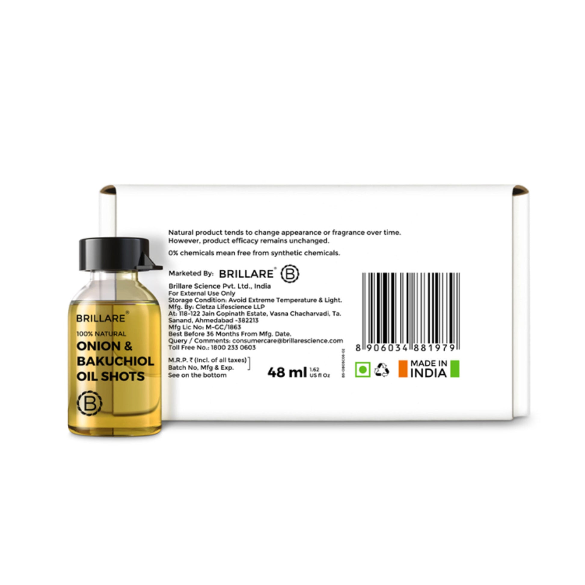 Brillare 40% Onion Oil shots for Hair Fall Reduction Visible Hair Fall Reduction in 15 Days