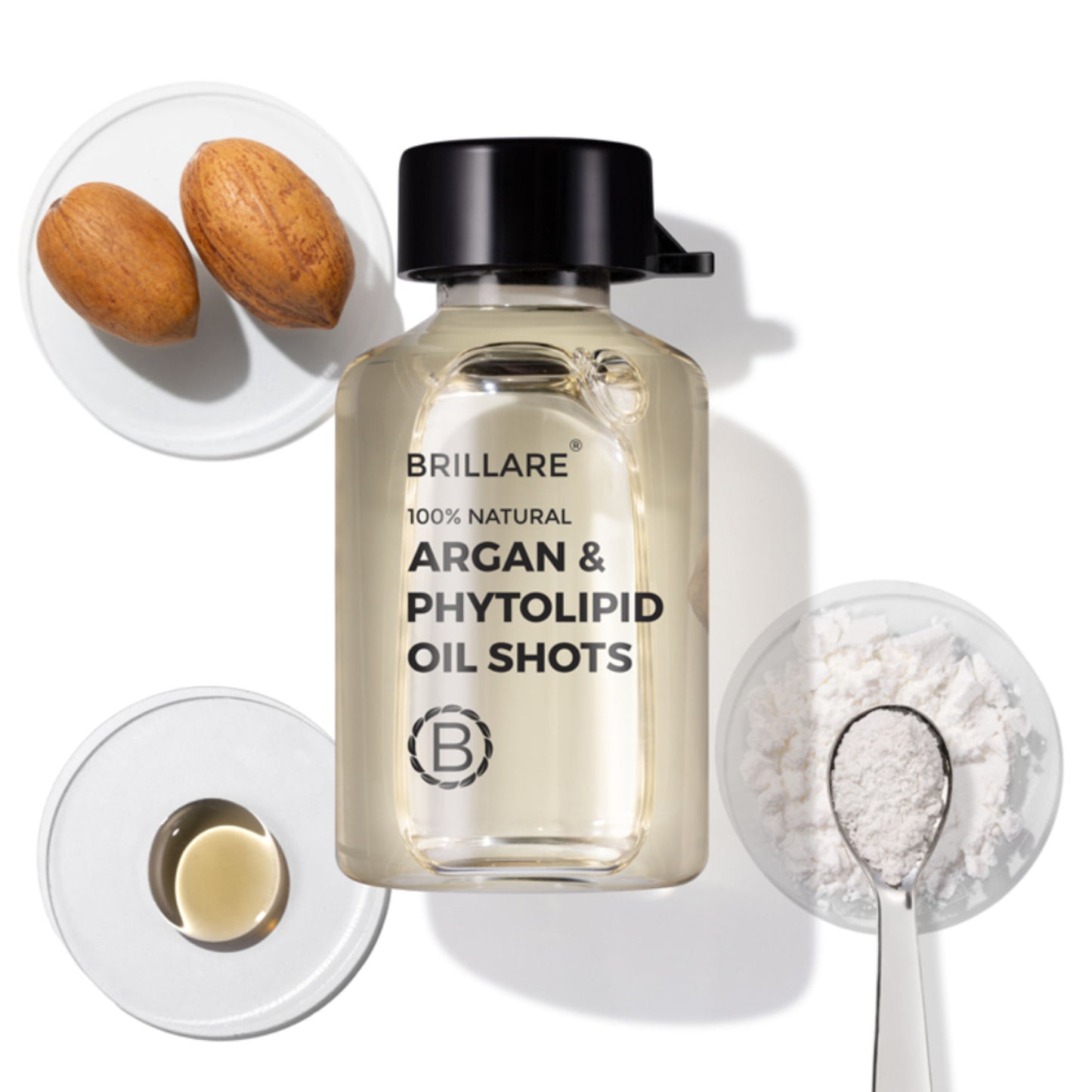 Brillare 30% Argan Oil Shots for Dry, Frizzy Hair Get Smoother, Manageable Hair in 15 Days