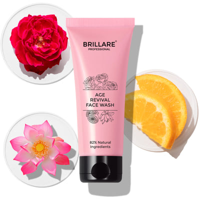 Brillare Professional Age Revival Face Wash for Anti-Aging Skin with Rose, Lotus & Orange
