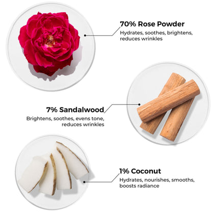 Brillare Rose Powder Face Wash for Younger Looking Skin With Sandalwood & Coconut