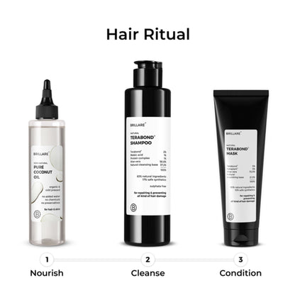Brillare 100% Organic Pure Cold-Pressed Coconut Oil for Moisturizer, Repair & Anti-Frizz Hair