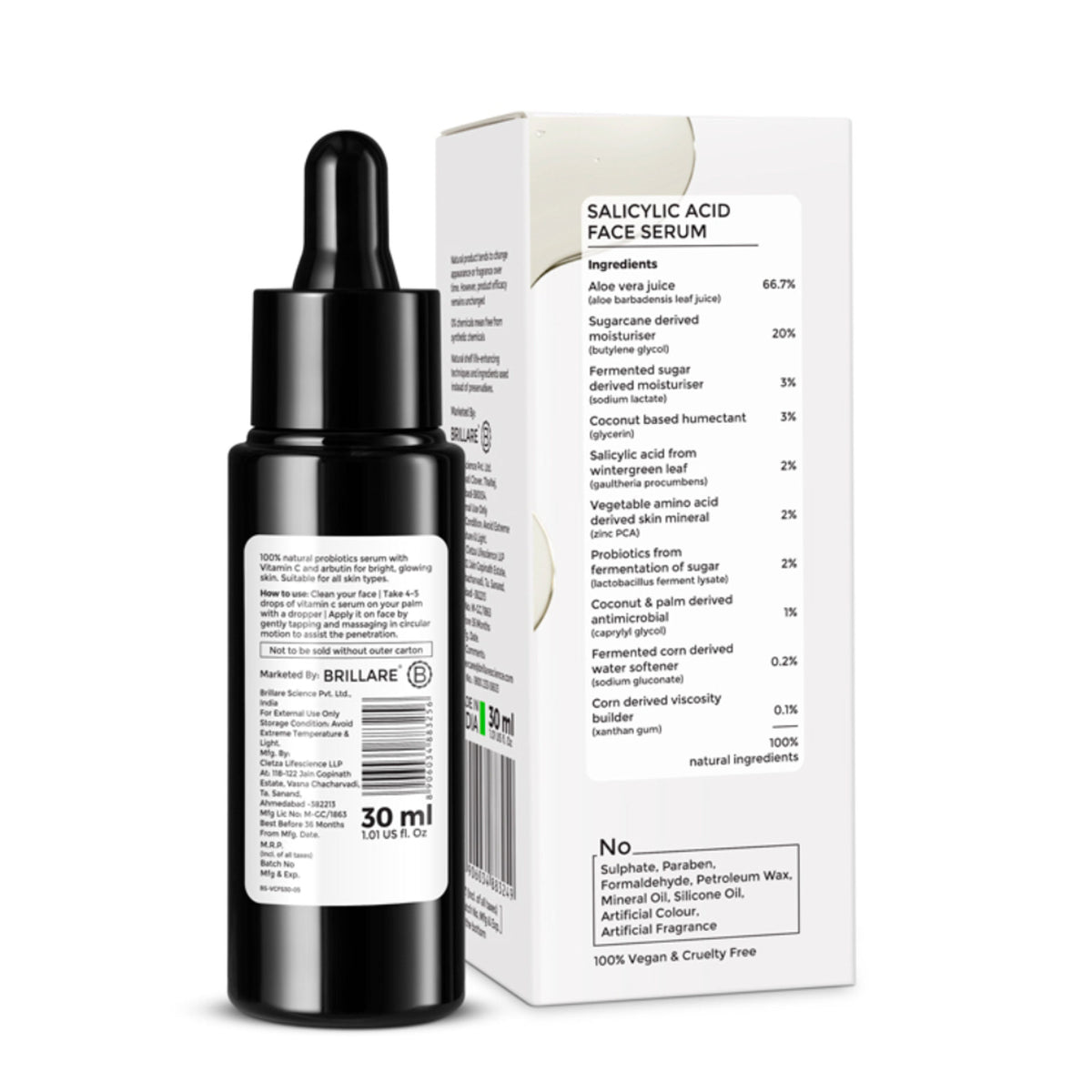 Brillare 2% Salicylic Acid Face Serum for Acne & Dark Spots Visible Acne Reduction in 7 Days