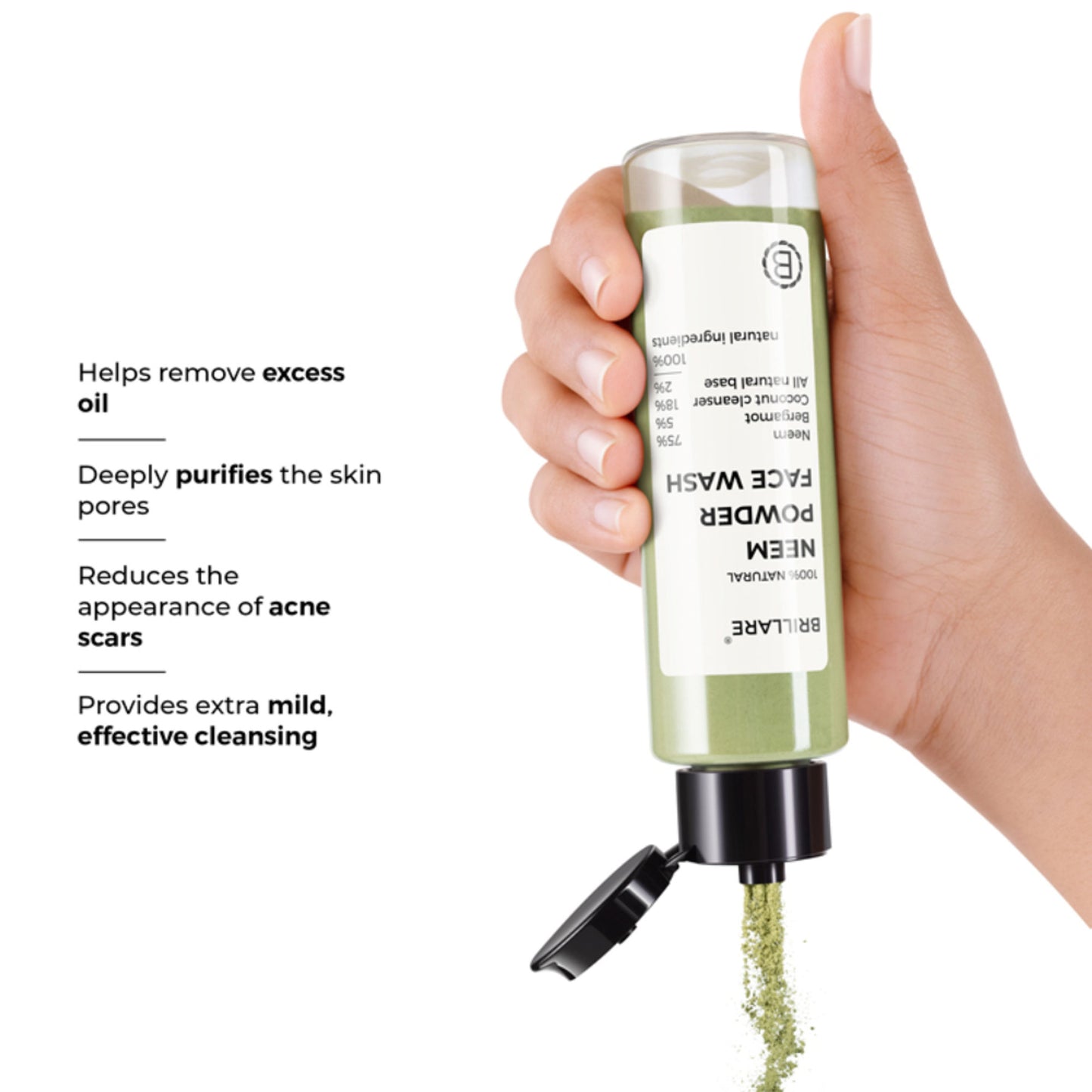 Brillare Neem Powder Face Wash Fights Acne, & Pimples 100% Natural Face Wash for men and women