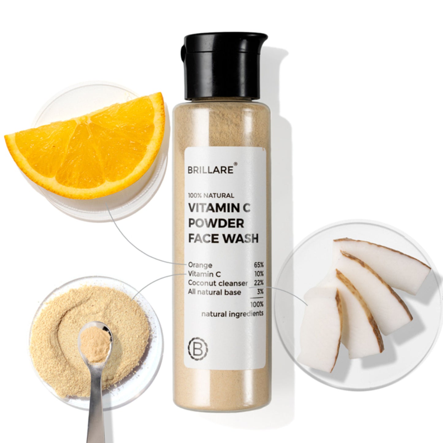 Brillare Vitamin C Powder Face Wash for Glowing, Bright Looking Skin