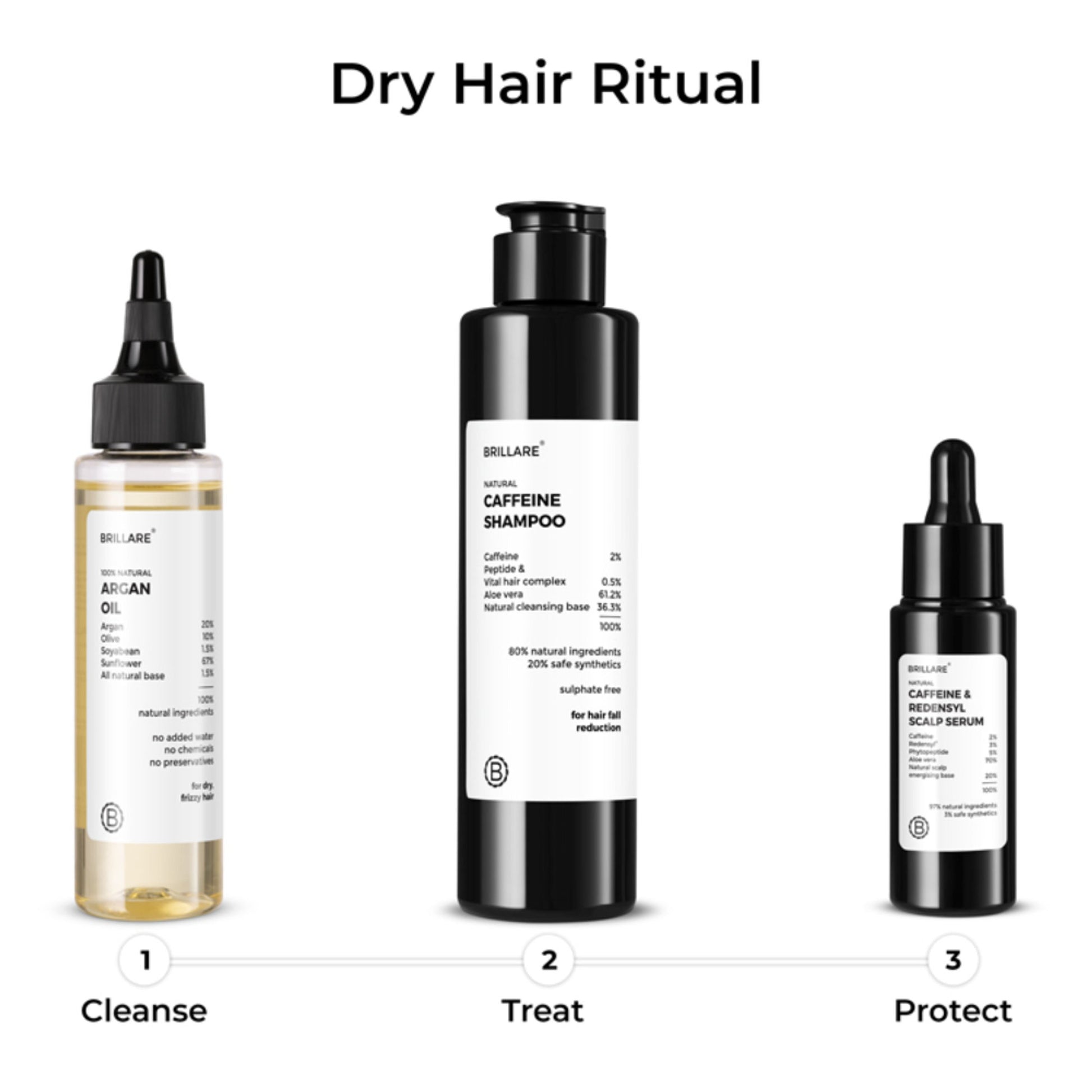 Brillare 20% Argan Oil for Dry, Frizzy Hair with 10% Olive Oil for Frizz Control & Manageable Hair