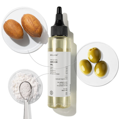 Brillare 20% Argan Oil for Dry, Frizzy Hair with 10% Olive Oil for Frizz Control & Manageable Hair